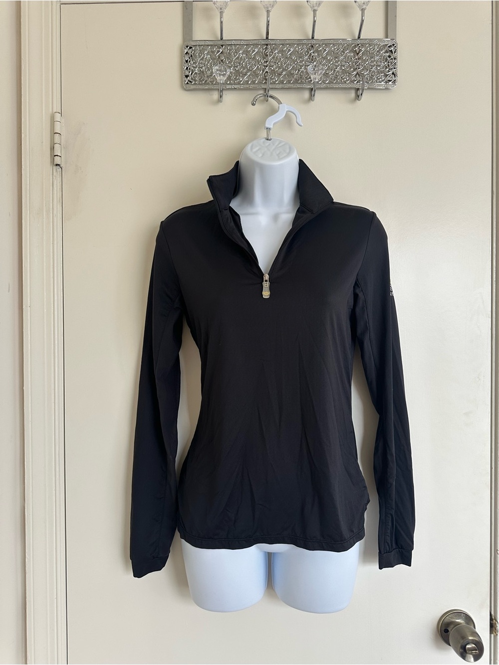 Women's Kastel Denmark Horseback Riding Black Quarter-Zip Long Sleeve Top